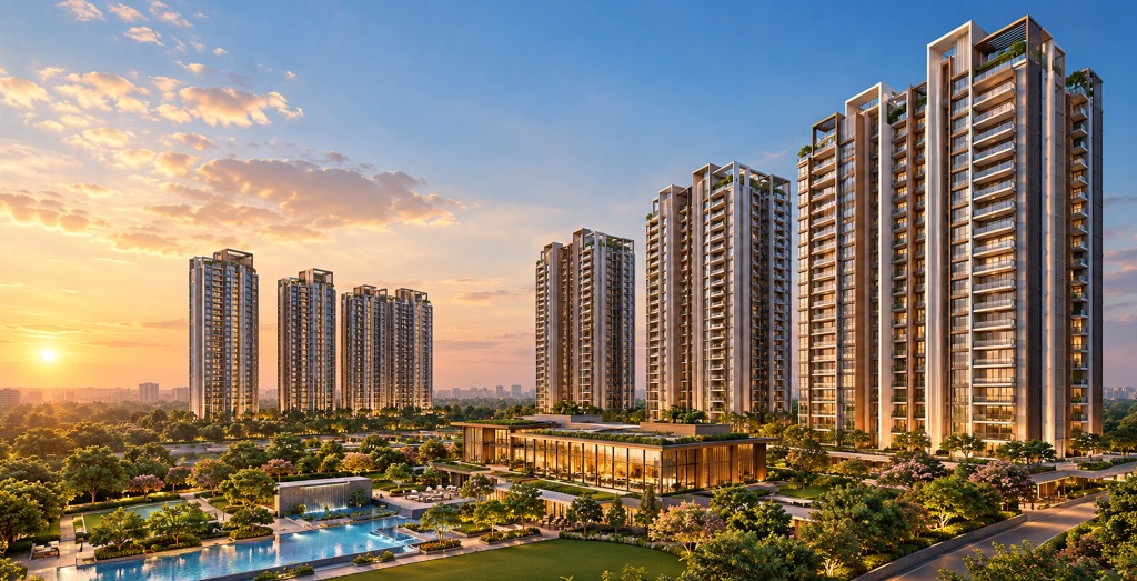 My Home Anandam Iconic High-Rise Residential Towers Sunset View